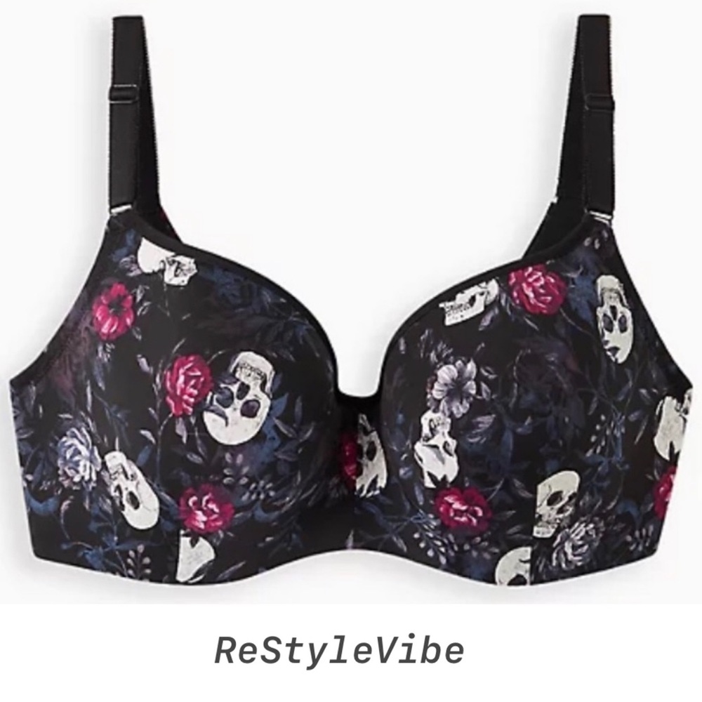 TORRID Bra 42G Full Coverage Lined Balconette 360 Back Smoothing Skull Floral